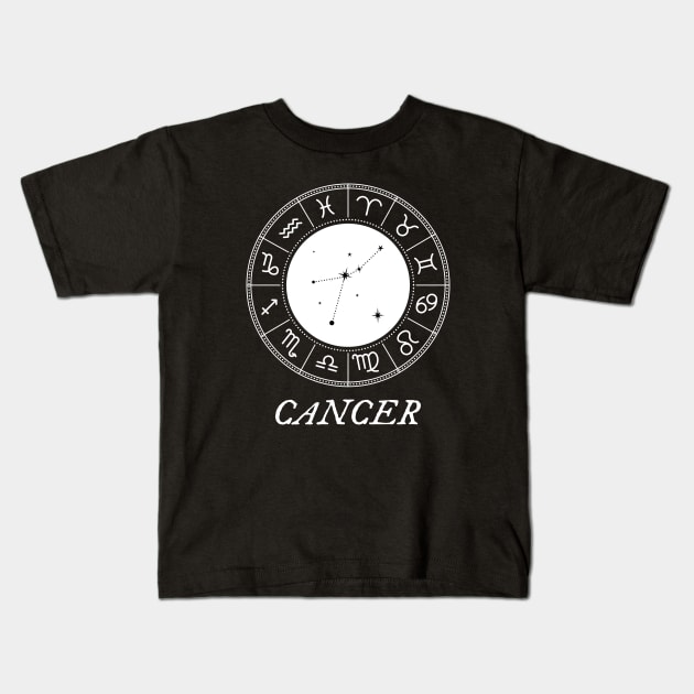 Cancer Zodiac Sign Design With Constellation Kids T-Shirt by My Zodiac Apparel